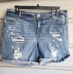 Plus Size 20 2x Maurices Jean Shorts Denim Blue Destructed Stretchy